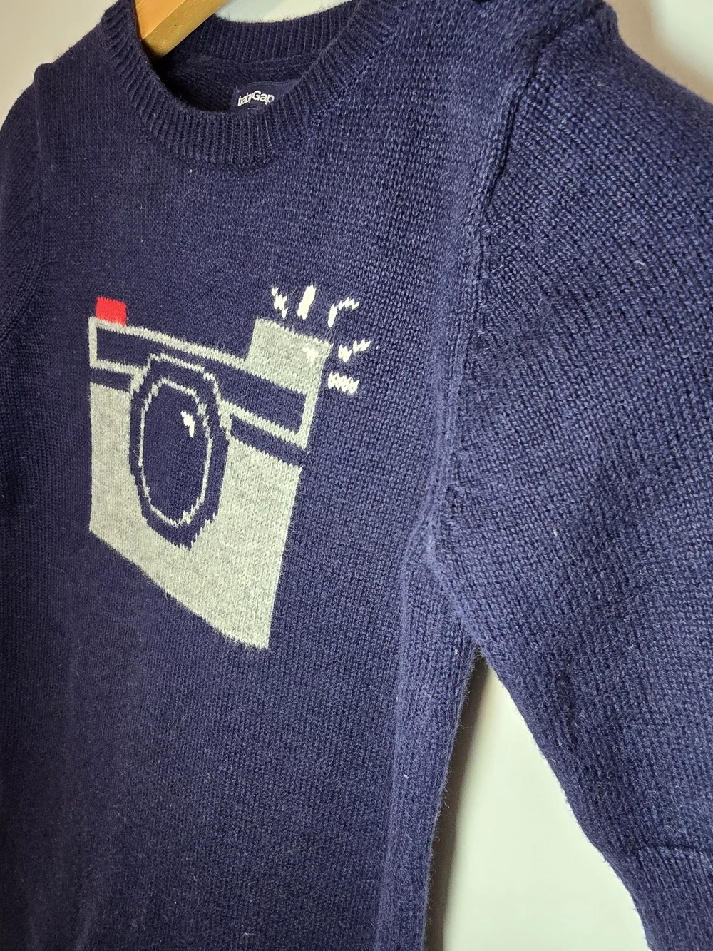 GAP Navy Knit Camera One-Piece Romper Baby Infant Size 3-6M Fall Style